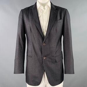 TROVATO Size 44 Grey Polyester Blend Single Breasted Sport Coat